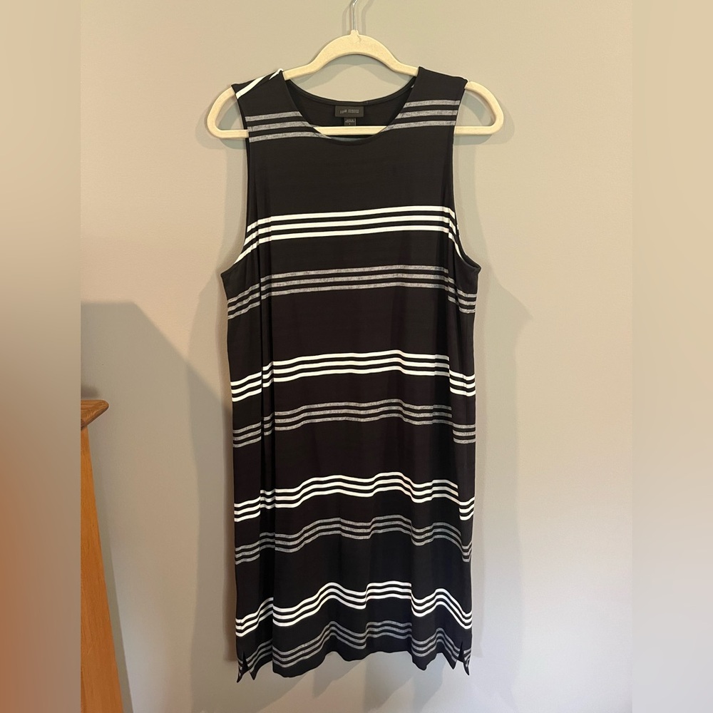 J. Jill Black & White Sleeveless Striped Midi Dress